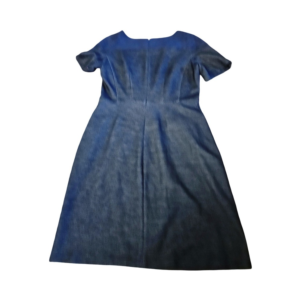 Tommy Hilfiger Womens Blue Denim Look Faux Suede Yoke Fit Flare Dress Size 12